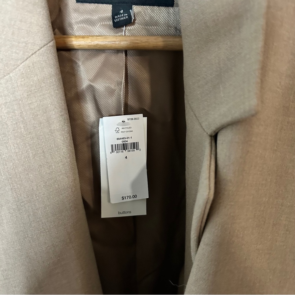 Banana Republic Neutral Beige Linen-Blend Single-Button Blazer - Picture 4 of 12